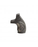 S&W Guance Sintetiche con Inserto in Legno J Round Falconia Black with Silverblack Checkered Insert