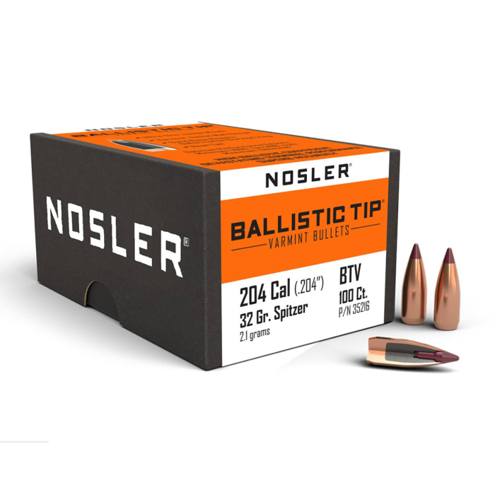NOSLER Palle Ballistic Tip 204" 32gr SP Maroon Tip #35216 (100pz)